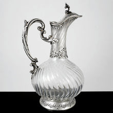 Load image into Gallery viewer, Antique French Sterling Silver Cut Crystal Claret Jug, Ewer