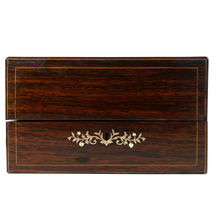 Load image into Gallery viewer, Antique French Rosewood Tea Caddy Box, Hand Painted Paris Porcelain Bottles