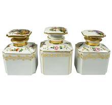 Load image into Gallery viewer, Antique French Rosewood Tea Caddy Box, Hand Painted Paris Porcelain Bottles