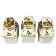 Load image into Gallery viewer, Antique French Rosewood Tea Caddy Box, Hand Painted Paris Porcelain Bottles