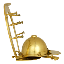 Load image into Gallery viewer, Antique English Brass Inkwell Desk Stand Jockey Cap Equestrian Horse Racing