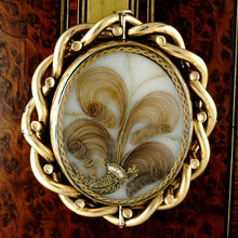 Load image into Gallery viewer, Antique Victorian 10K Gold Swivel Brooch, Miniature Portrait Painting of a Girl, Hair Art Memento Locket, Dated 1859