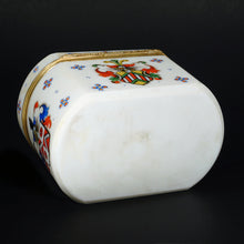 Load image into Gallery viewer, Antique Bohemian Opaline Glass Box Armorial Hand Painted Coat of Arms