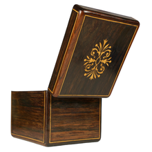 Load image into Gallery viewer, Antique French Wood Inlay Jewelry Box Pocket Watch Holder Display Stand