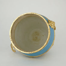 Load image into Gallery viewer, Antique Wedgwood Blue Jasperware Cache Pot Vase Gilt Bronze Mounts