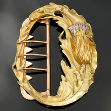 Load image into Gallery viewer, Antique French .800 Silver Gold Vermeil Belt Buckle Art Nouveau Thistle Flower