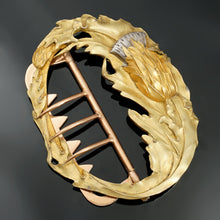 Load image into Gallery viewer, Antique French .800 Silver Gold Vermeil Belt Buckle Art Nouveau Thistle Flower
