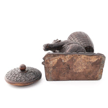 Load image into Gallery viewer, Antique Carved Wood Bear Pipe Holder Black Forest Style Tobacco Humidor Jar