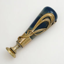Load image into Gallery viewer, Antique French Art Nouveau Blue Agate Wax Seal, Desk Stamp