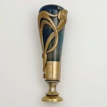 Load image into Gallery viewer, Antique French Art Nouveau Blue Agate Wax Seal, Desk Stamp