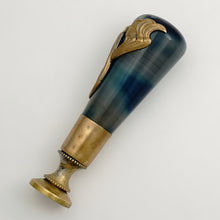 Load image into Gallery viewer, Antique French Art Nouveau Blue Agate Wax Seal, Desk Stamp