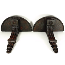 Load image into Gallery viewer, Pair Antique French Carved Wood Corbel Wall Shelves Neoclassical Acanthus