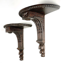 Load image into Gallery viewer, Pair Antique French Carved Wood Corbel Wall Shelves Neoclassical Acanthus