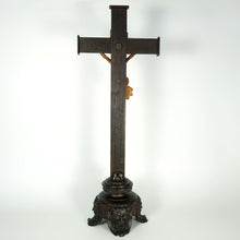 Load image into Gallery viewer, 21" Tall Antique Neo Gothic Carved Wood Corpus Christ Crucifix Altar Piece