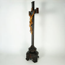 Load image into Gallery viewer, 21" Tall Antique Neo Gothic Carved Wood Corpus Christ Crucifix Altar Piece