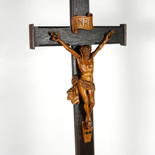Load image into Gallery viewer, 21" Tall Antique Neo Gothic Carved Wood Corpus Christ Crucifix Altar Piece
