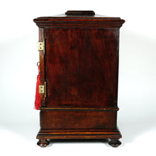 Load image into Gallery viewer, Antique Victorian Wood Cigar Cabinet, Table Top Display Presenter Box, Double Door, Drawer & Hidden Match Striker