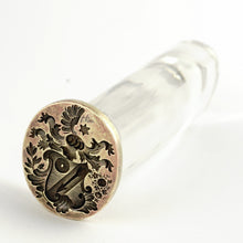 Load image into Gallery viewer, Antique Wax Seal Desk Stamp Armorial Heraldic Coat of Arms Bronze Glass Handle