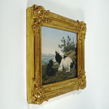 Load image into Gallery viewer, Victorian Oil Painting of a Cow & Calf, Dated 1854 Pastoral Farm Scene