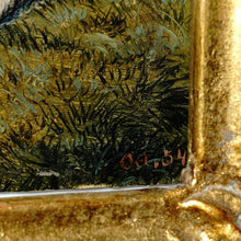 Load image into Gallery viewer, Victorian Oil Painting of a Cow & Calf, Dated 1854 Pastoral Farm Scene