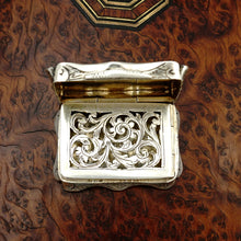 Load image into Gallery viewer, Antique Victorian Sterling Silver Vinaigrette, Nathaniel Mills, Birmingham 1858