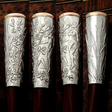Load image into Gallery viewer, Antique French .800 Silver Mounted Cherry Amber Cigar Cheroot Holder, Art Nouveau Fairy, Flowers