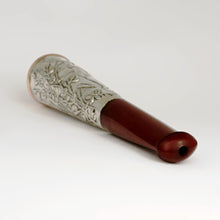 Load image into Gallery viewer, Antique French .800 Silver Mounted Cherry Amber Cigar Cheroot Holder, Art Nouveau Fairy, Flowers
