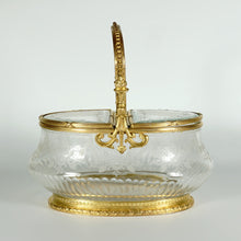 Load image into Gallery viewer, Antique French Crystal Dore Bronze Basket Form Jewelry Box, Casket, Etched Florals