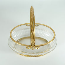 Load image into Gallery viewer, Antique French Crystal Dore Bronze Basket Form Jewelry Box, Casket, Etched Florals