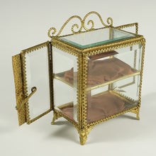 Load image into Gallery viewer, Antique French Beveled Glass Ormolu Jewelry Box Vitrine Display Case