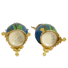 Load image into Gallery viewer, Pair Art Nouveau Ceramic Bronze Vases Boch Freres Keramis BFK Jugendstil