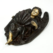 Load image into Gallery viewer, French Bronze Angel Wall Plaque Holy Water Font Stoup, Signed Dumaige 1838