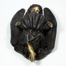 Load image into Gallery viewer, French Bronze Angel Wall Plaque Holy Water Font Stoup, Signed Dumaige 1838