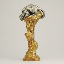 Load image into Gallery viewer, Antique French Signed Bronze Wax Seal Desk Stamp Figural Cat Sculpture by A. Marionnet
