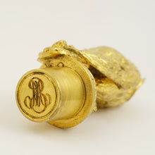 Load image into Gallery viewer, Antique French Gilt Bronze Owl Wax Seal Desk Stamp, with Stand Holder, Signed & Dated 1909