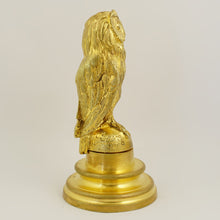 Load image into Gallery viewer, Antique French Gilt Bronze Owl Wax Seal Desk Stamp, with Stand Holder, Signed & Dated 1909