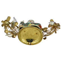 Load image into Gallery viewer, French Chinoiserie Bronze Boudoir Lamp Famille Rose Porcelain Buddha, Hand Painted Flowers