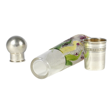 Load image into Gallery viewer, Antique French Sterling Silver Pate de Verre Art Glass Opera Liquor Flask Bottle