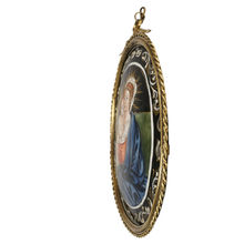 Load image into Gallery viewer, Antique French Limoges Enamel on Copper Miniature Portrait Plaque Madonna and Child