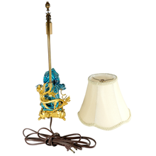 Load image into Gallery viewer, French Chinoiserie Gilt Bronze Lamp Porcelain Foo Dog Turquoise Blue Glaze