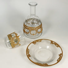 Load image into Gallery viewer, Antique French Empire Gilt Ormolu Glass Bedside Carafe Tumble Up