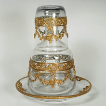 Load image into Gallery viewer, Antique French Empire Gilt Ormolu Glass Bedside Carafe Tumble Up