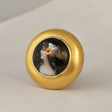 Load image into Gallery viewer, Antique French Limoges Enamel Miniature Portrait Parasol Dress Cane Handle