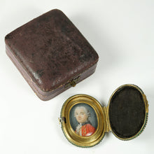 Load image into Gallery viewer, Antique French Miniature Portrait Painting Gentleman in Red Coat, Shagreen Case