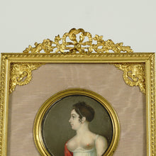 Load image into Gallery viewer, Antique French Miniature Portrait Painting, Dore Bronze Frame
