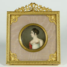 Load image into Gallery viewer, Antique French Miniature Portrait Painting, Dore Bronze Frame