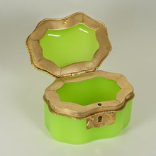Load image into Gallery viewer, Antique French Green Opaline Glass Box Casket