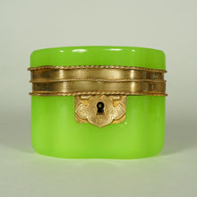 Load image into Gallery viewer, Antique French Green Opaline Glass Box Casket