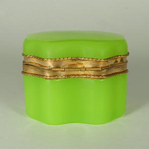Antique French Green Opaline Glass Box Casket