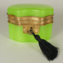 Load image into Gallery viewer, Antique French Green Opaline Glass Box Casket